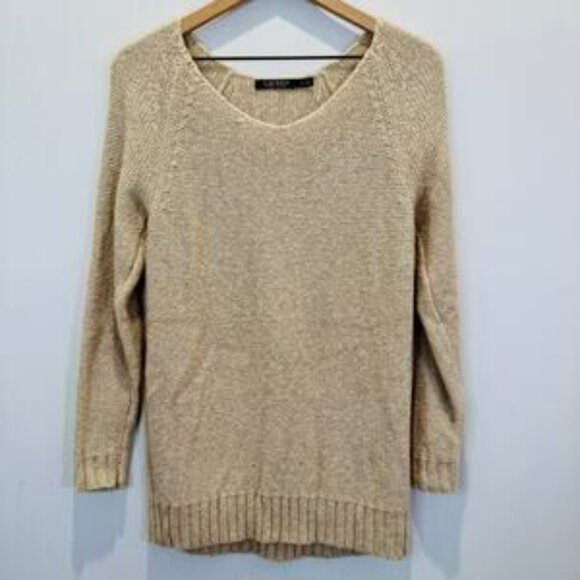 Lauren Ralph Lauren V-Neck Sweater Cream Size Large - Picture 6 of 8